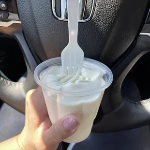 Soft serve ice cream. They only had forks.