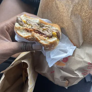 A double Bacon Cheeseburger excuse my dry hands (I was them a lot &amp; don&apos;t moisturize