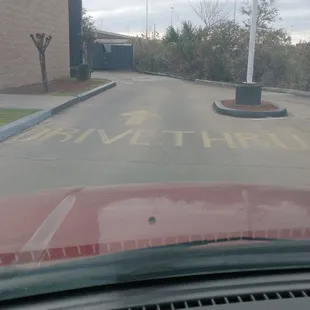 The words drive thru can&apos;t even fit in the entrance