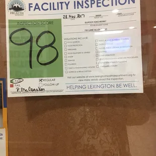 98 on inspection