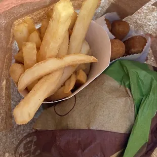french fries in a paper basket
