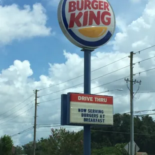 Now serving burgers at breakfast... Yum?
