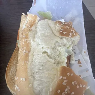 This is how my bread on my sandwich came!