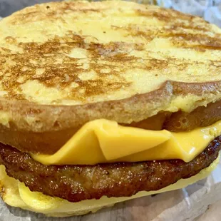 French toast sandwich with sausage