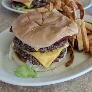 Famous double meat bacon cheeseburger! Delicious burger