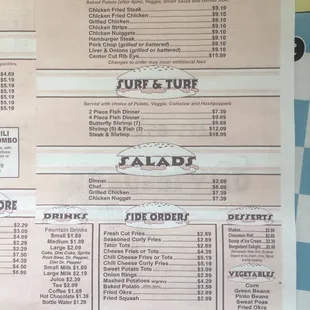 the menu for the restaurant
