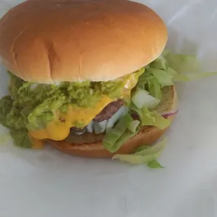 Guacamole cheeseburger