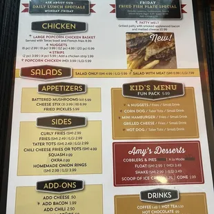 Updated menu