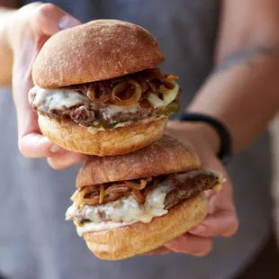 Meet the S.O.B. with melty cheese, caramelized onions, BL Thousand Island and pickles.