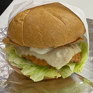 Crispy chicken burger.
