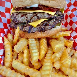 cheeseburger and french fries