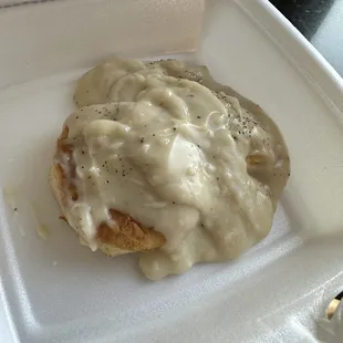 Biscuit and gravy taking home to let my family try it.