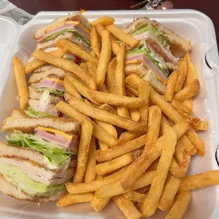 Club Sandwich and Fries