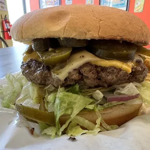 Jalapeño and guacamole burger with cheese