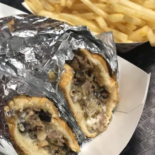 Large Philly cheesesteak with fries