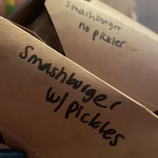 Proof they did not even send the bacon cheeseburgers we ordered! This restaurant is using smashburger names but it is not a true smashburger