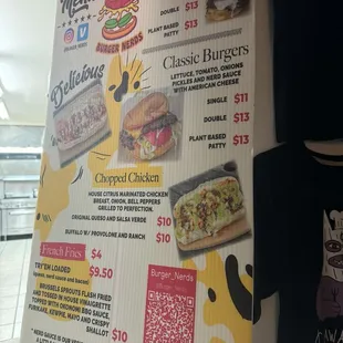 Wall mounted menu.
