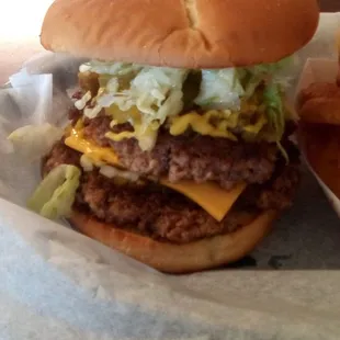 The famous double meat Great Burger from Burger Nook. Great tasting bun, nicely seasoned meat. Excellent. Rate it an  &quot;A-.&quot;