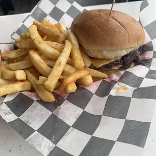 Burger and fries