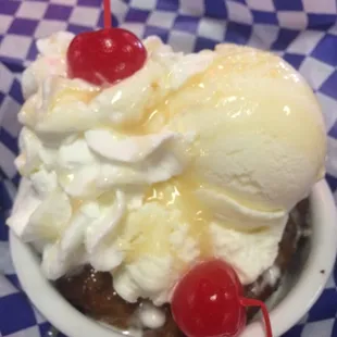 Bread pudding with ice cream...
