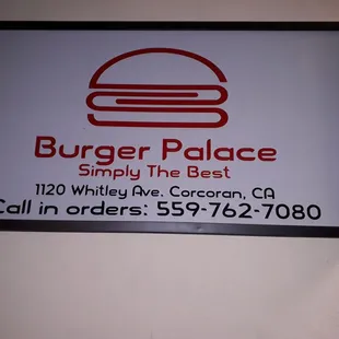Burger Palace sign