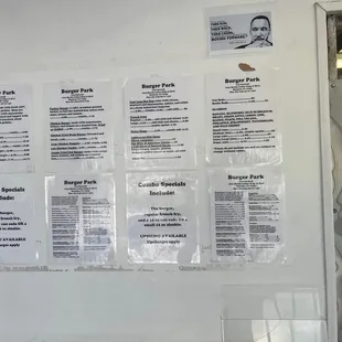 menus on the wall of a restaurant