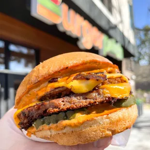 Dirty Double Diablo: Double Patch Burger, swap American slice for Cheddar, Swap Spicy Ranch, no lettuce/tomato, add pickles