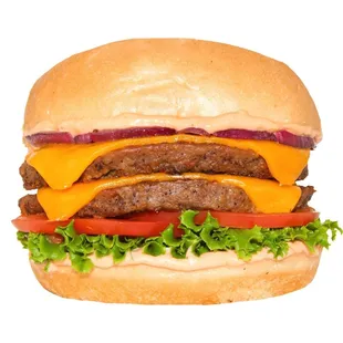 Double Patch Burger Two patties, two slices vegan cheddar, lettuce, tomato, onions &amp; Patch sauce. A Sacramento original!