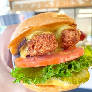 Ultimate Deluxe Chick'n Sandwich with Hunny Mustard sauce swap.