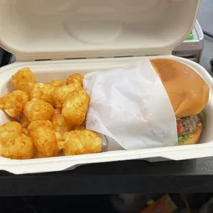 a container of tater tots and tater tots