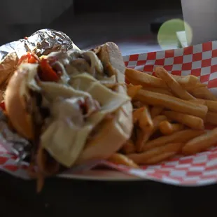 The number one sandwich in the whole restaurant,  the Philly cheesesteak.  The sandwich knock your tastebuds out of the park.