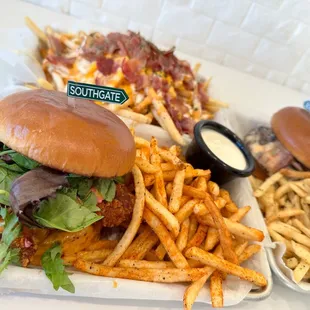 Hot Chicken Burger Combo, Mushroom Burger Combo, BP Bacon Loaded Fries