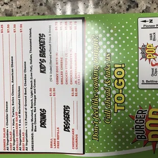 Menu page 3- salads and kids