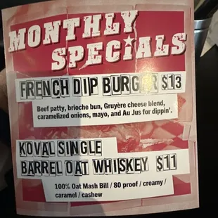 Monthly Specials