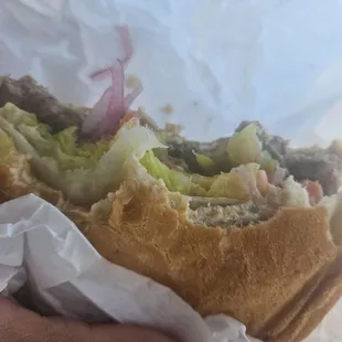 Two burgers for $6.××. So worth it.  They have good char flavor, lettuce tomato onion pickles. So worth the money.