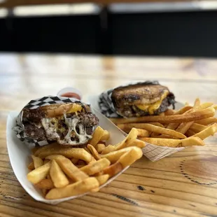 2 maverick doubles with fries