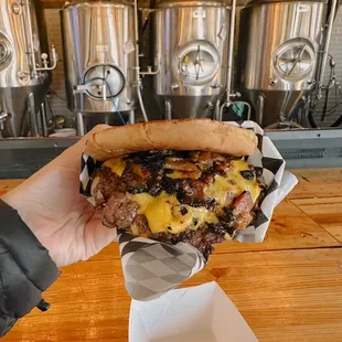 a person holding a hot dog