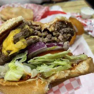 Big fat juicy triple cheeseburger!