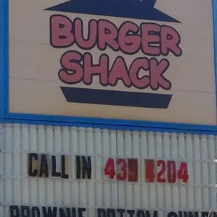 a sign for a burger shack