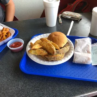 two trays of food on a table