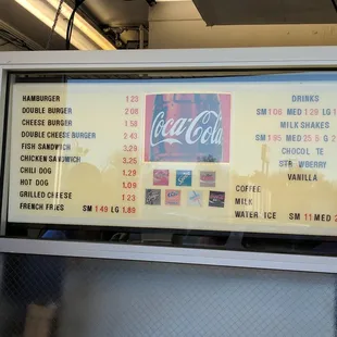 the menu of a restaurant