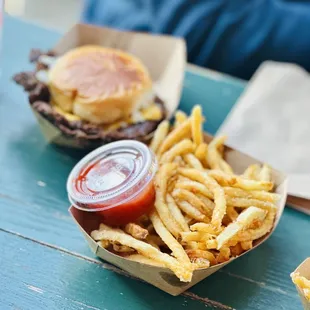 french fries and ketchup