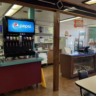 a television in the middle of the counter
