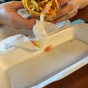 Poorly warped and messy and there is like nothing in side of it