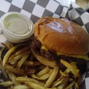 Double cheeseburger with fries