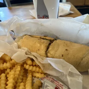 Small cheesesteak and fries