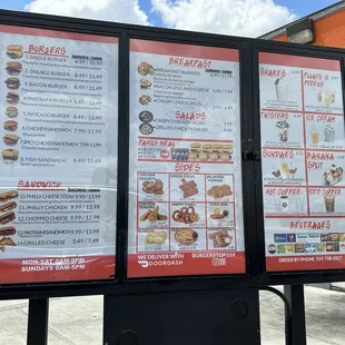 Menu at drive through.