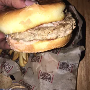 Side view of the turkey burger