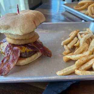 Lone star burger and fries