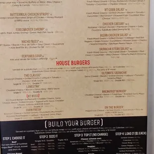 the menu for burger theory